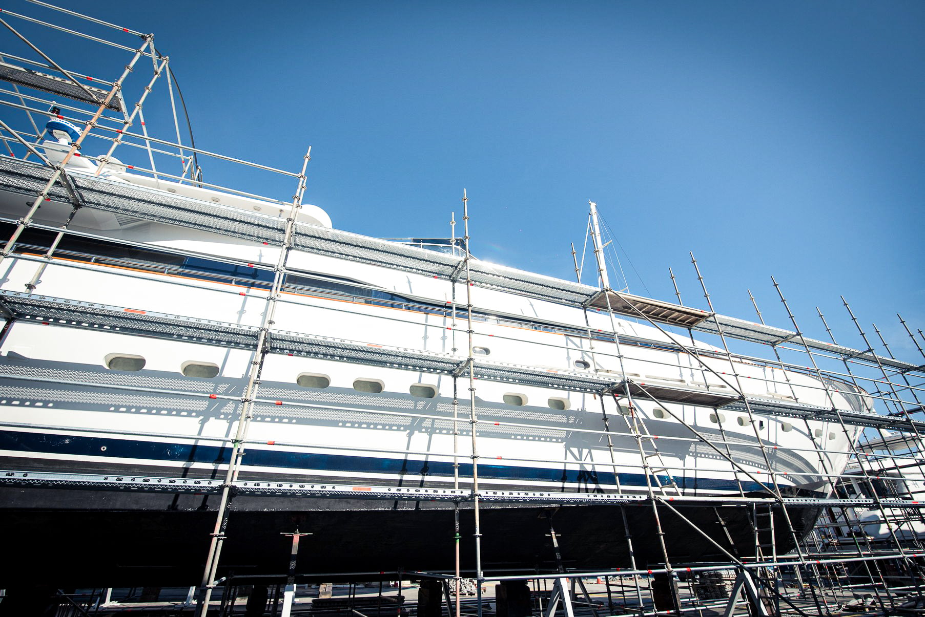 Yacht undergoing major refit